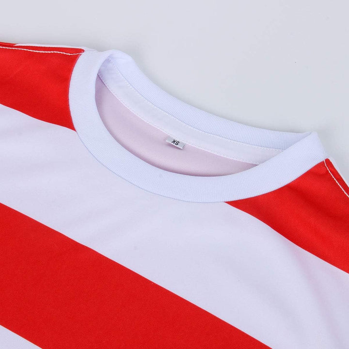 NUWIND Herren Rot-weiss gestreiftes T-Shirt Kit mit Brille &amp; Bommelmütze Walter Kostüm Halloween Cos