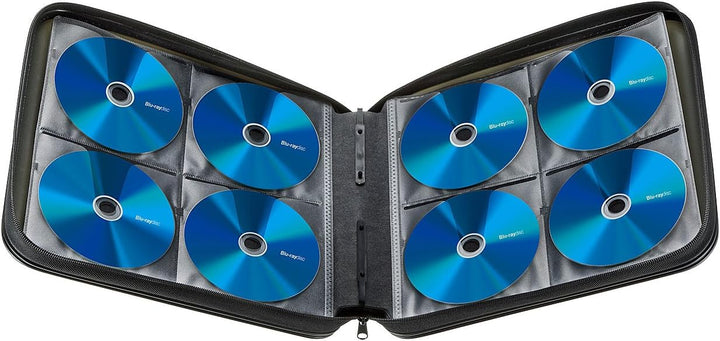 SANWA CD Tasche 160 Kapazität, Tragbare CD/DVD/Blu-ray Aufbewahrung mit Reissverschluss und Griff, H