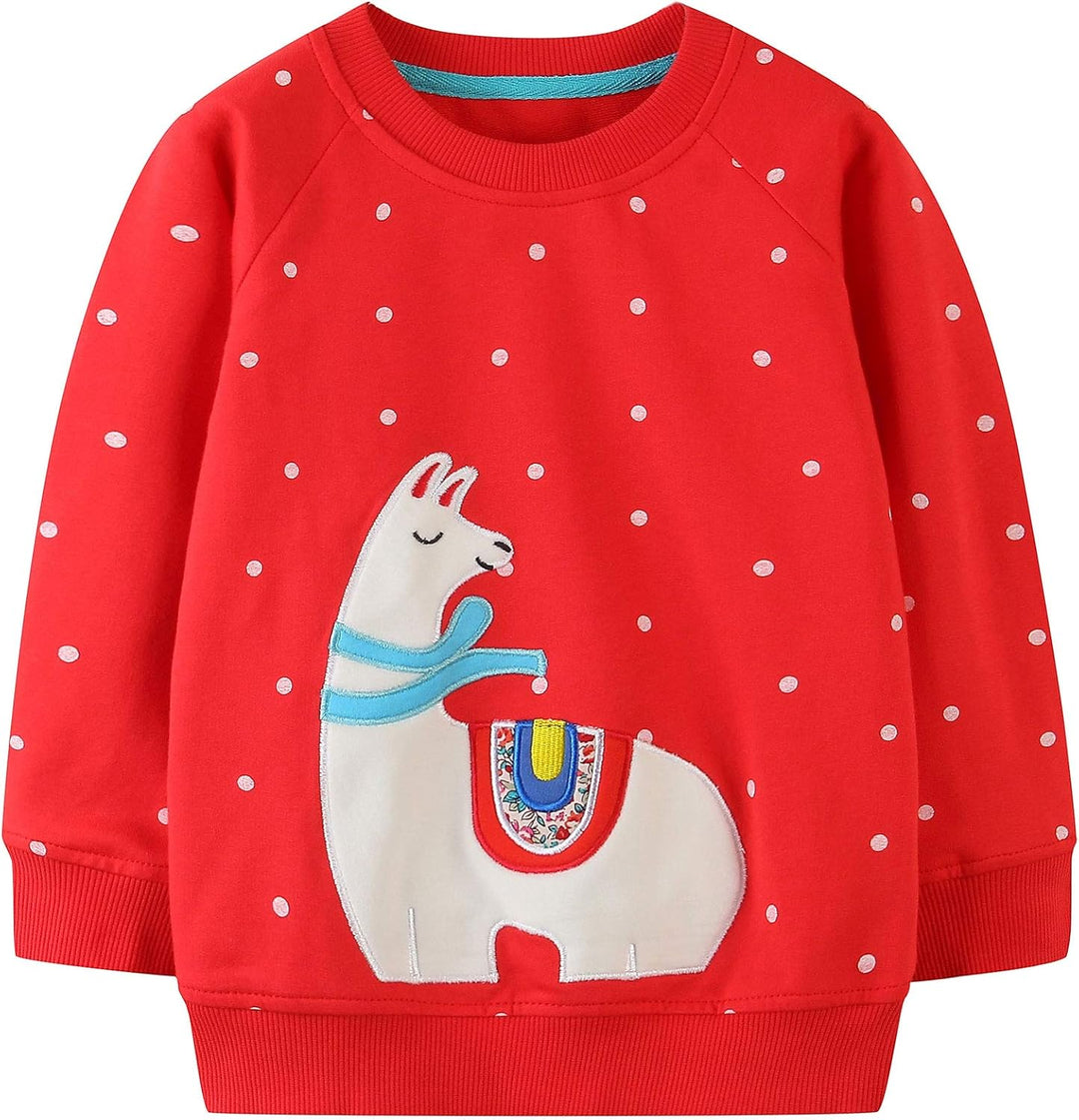Mädchen Sweatshirt für Kinder Süss Cartoon Pullover Baumwolle Top Langarm T-Shirt Grösse 1-8 Jahre R