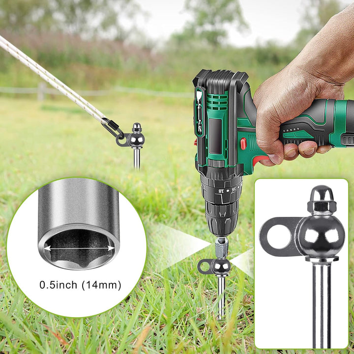 30,5 cm Bodenanker, 4 Stück robuste Zeltheringe, wiederverwendbar mit Bohrer, für Campingzelte, Tram