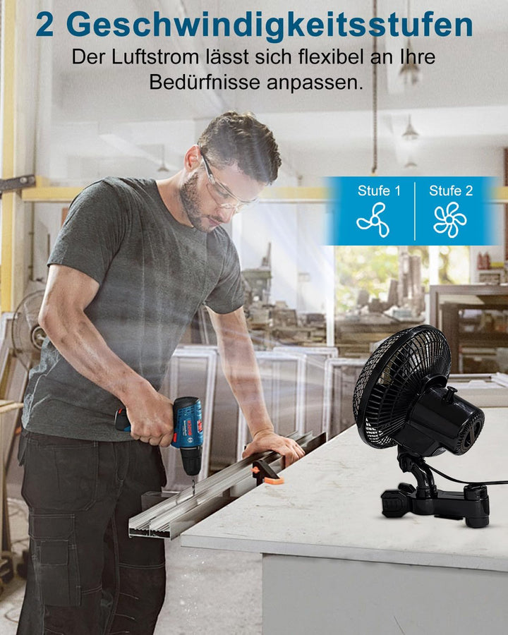 [Verbesserte] Oszillierend Grow Ventilator mit Clip, 2 Geschwindigkeitsstufen Klein Klemmventilator