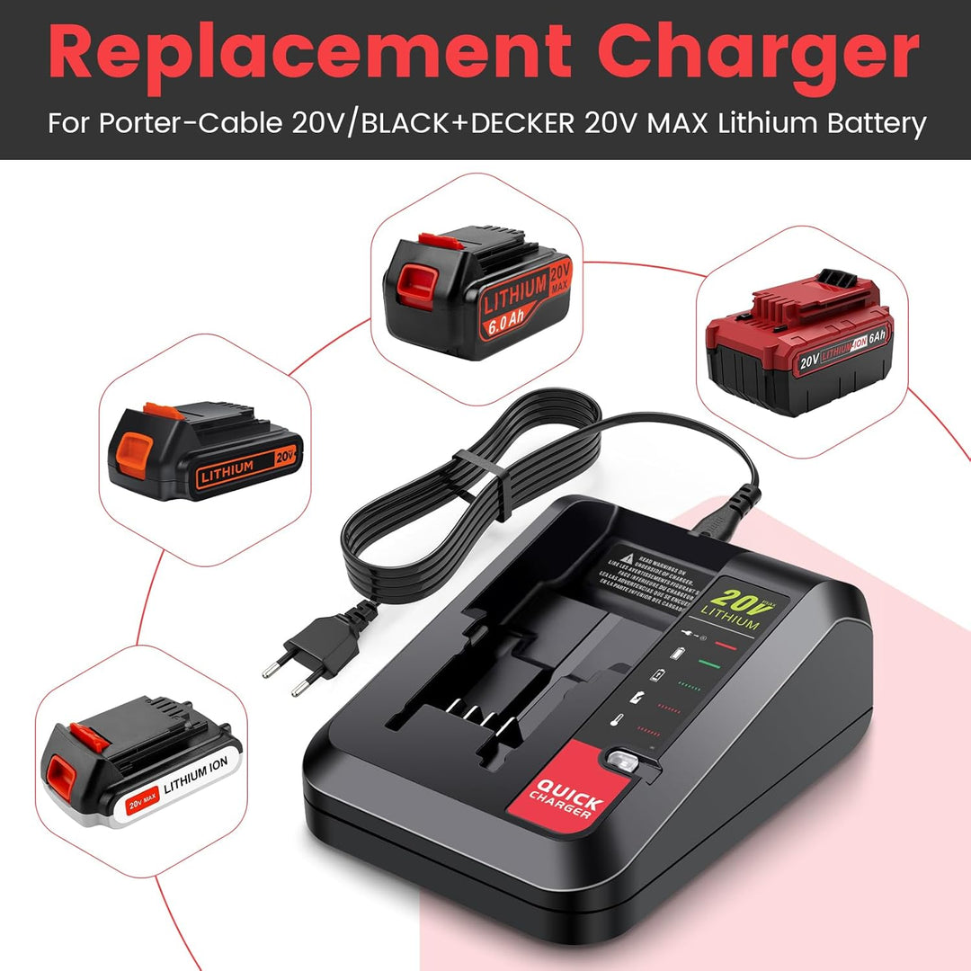 ASUNCELL 2A Li-ion Akku Ladegerät Kompatibel mit Black & Decker Lithium-Akku, 18V Schnell-Ladegerät