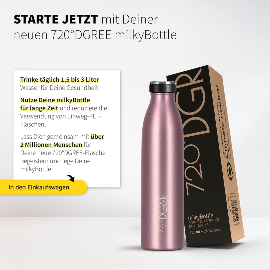 720°DGREE Edelstahl Trinkflasche “milkyBottle” - 500ml - Perfekt für Kinder, BPA-Frei, Auslaufsicher