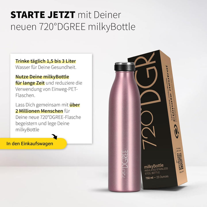 720°DGREE Edelstahl Trinkflasche “milkyBottle” - 500ml - Perfekt für Kinder, BPA-Frei, Auslaufsicher