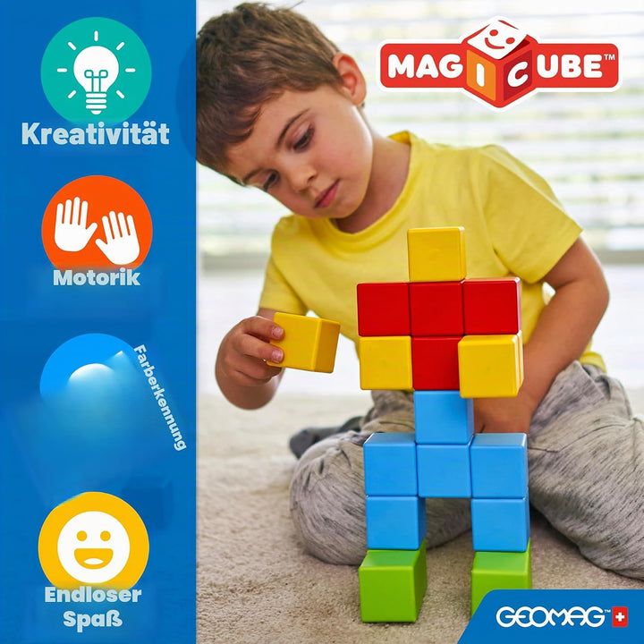 Geomag 202BLME Magnetic dice for Children, Green Yellow, 13 Pieces