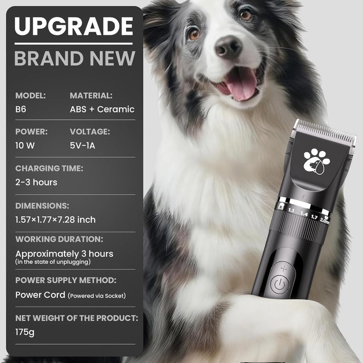 Hundeschermaschine für die Fellpflege, 3 Geschwindigkeiten, geräuscharm, schnurlos, Haustierpflegese
