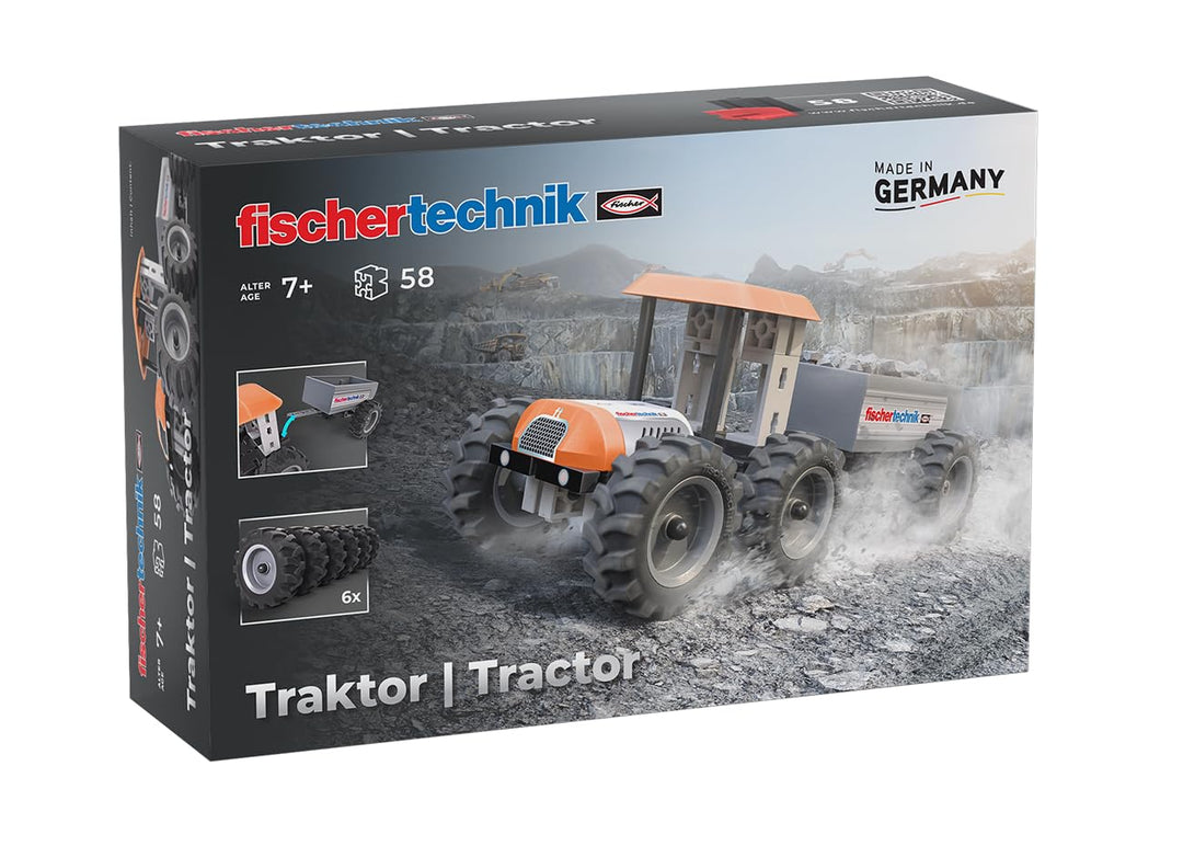 fischertechnik Tractor 576107 – pädagogisches Konstruktionsspielzeug, Traktor mit Anhänger, Bausatz