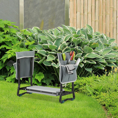 Relaxdays Kniebank für Gartenarbeit, gelenkschonend, klappbar, bis 150kg, gepolsterte Kniehilfe, 2 T