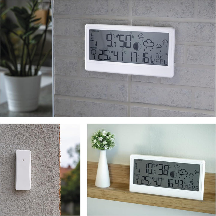 EMOS - Funk-Wetterstation mit Aussensensor - Innen-/Aussentemperatur, Luftfeuchtigkeit, Wettervorher
