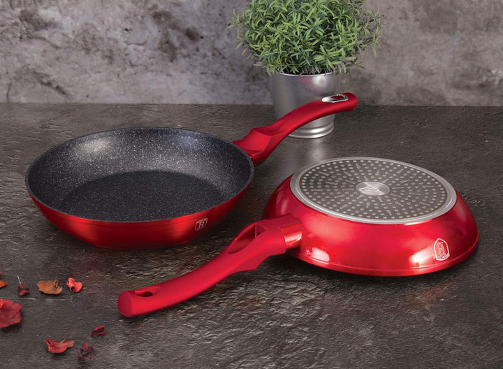 BerlingerHaus Haus Burgundy 2er Set Bratpfannen Induktion 22-26cm, Aluminium, Antihaftbeschichtung Ö