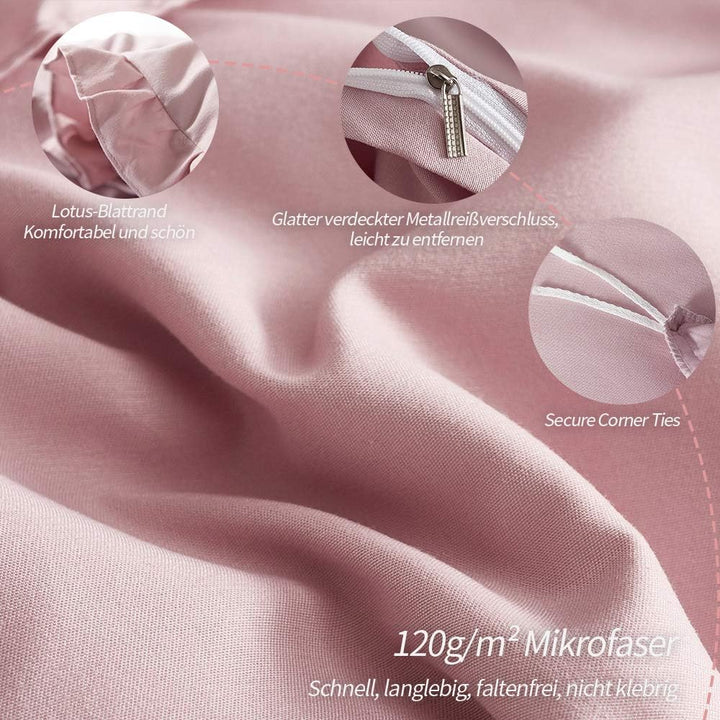 Lanqinglv Rüschen Bettwäsche 155x220cm 2 Teilig Rosa Mädchen Mikrofaser Renforce Bettbezug Deckenbez