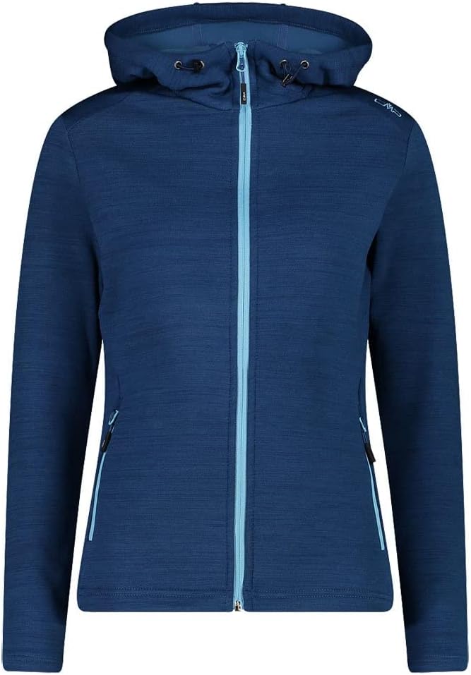 CMP Damen Hoodie Fleece Jacke Fleecejacke Fleecepullover M dusty blue mel., M dusty blue mel.