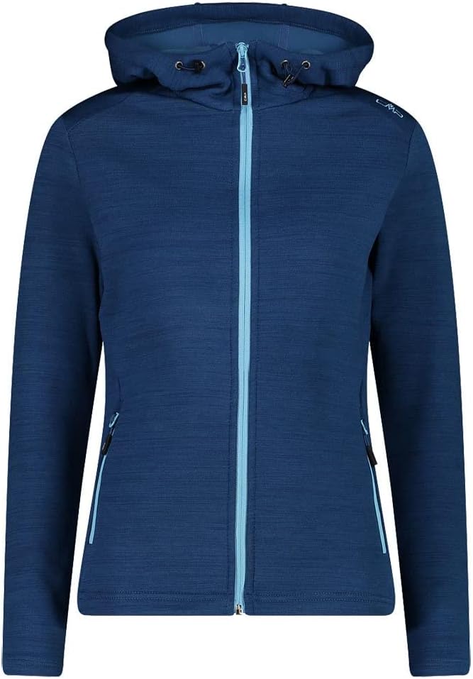 CMP Damen Hoodie Fleece Jacke Fleecejacke Fleecepullover 48 dusty blue mel., 48 dusty blue mel.