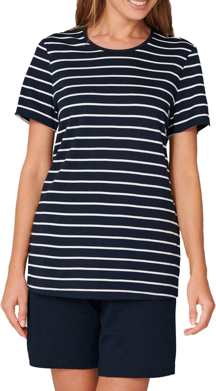 Schiesser Damen Schlafanzug Set kurz Baumwolle Modal - Nightwear 52 Nachtblau_173625, 52 Nachtblau_1