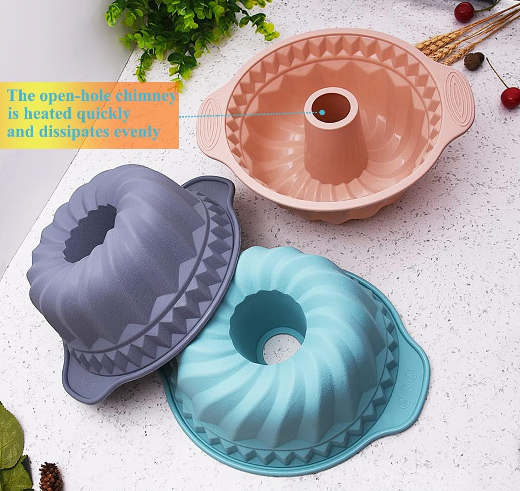 Kenond Silikon-Kuchenformen, 22,6 cm, antihaftbeschichtet, geriffelte Kuchenform mit stabilem Griff,