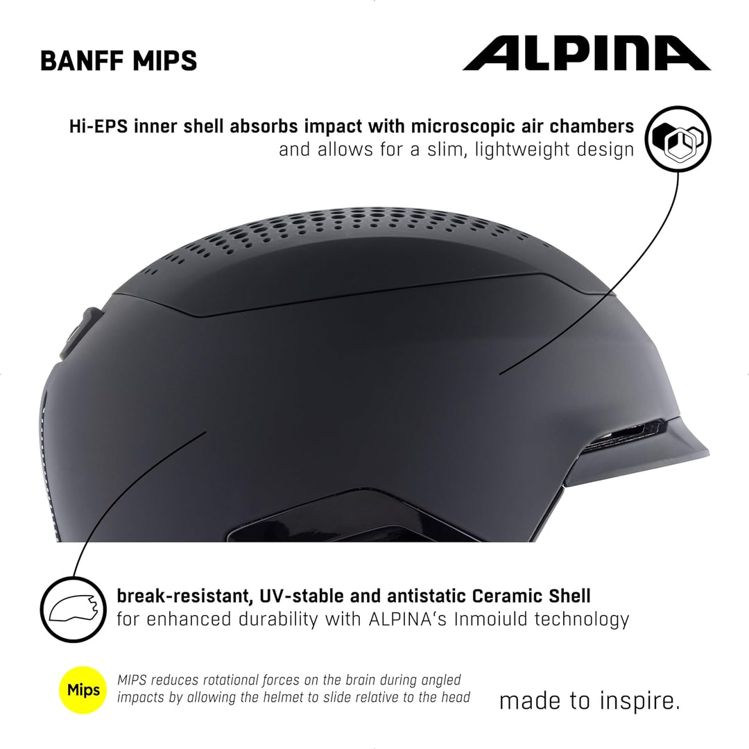 Alpina Banff MIPS Skihelm - Black mat 51-55 cm, 51-55 cm