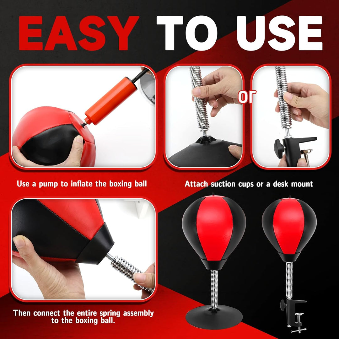 Boxsack Tisch Punchingball Boxen mit Saugnapf und Tischklemme, Anti Stress Boxbirne fürs Büro & Zuha
