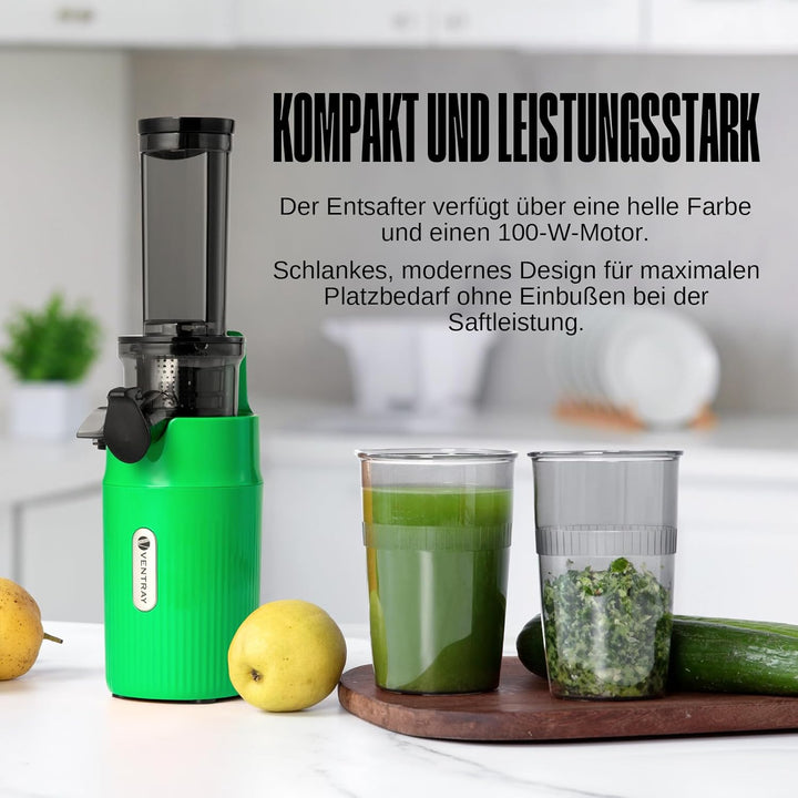 Ventray Ginnie Entsafter - Slow Juicer mit 60 U/min Niedriger Geschwindigkeit, Entsafter Gemüse und
