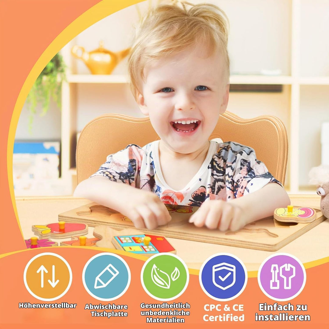 FUNLIO Kinderzimmertisch &amp; -stuhlsets, höhenverstellbar für Kinder im Alter von 3-8 Jahren, leicht a