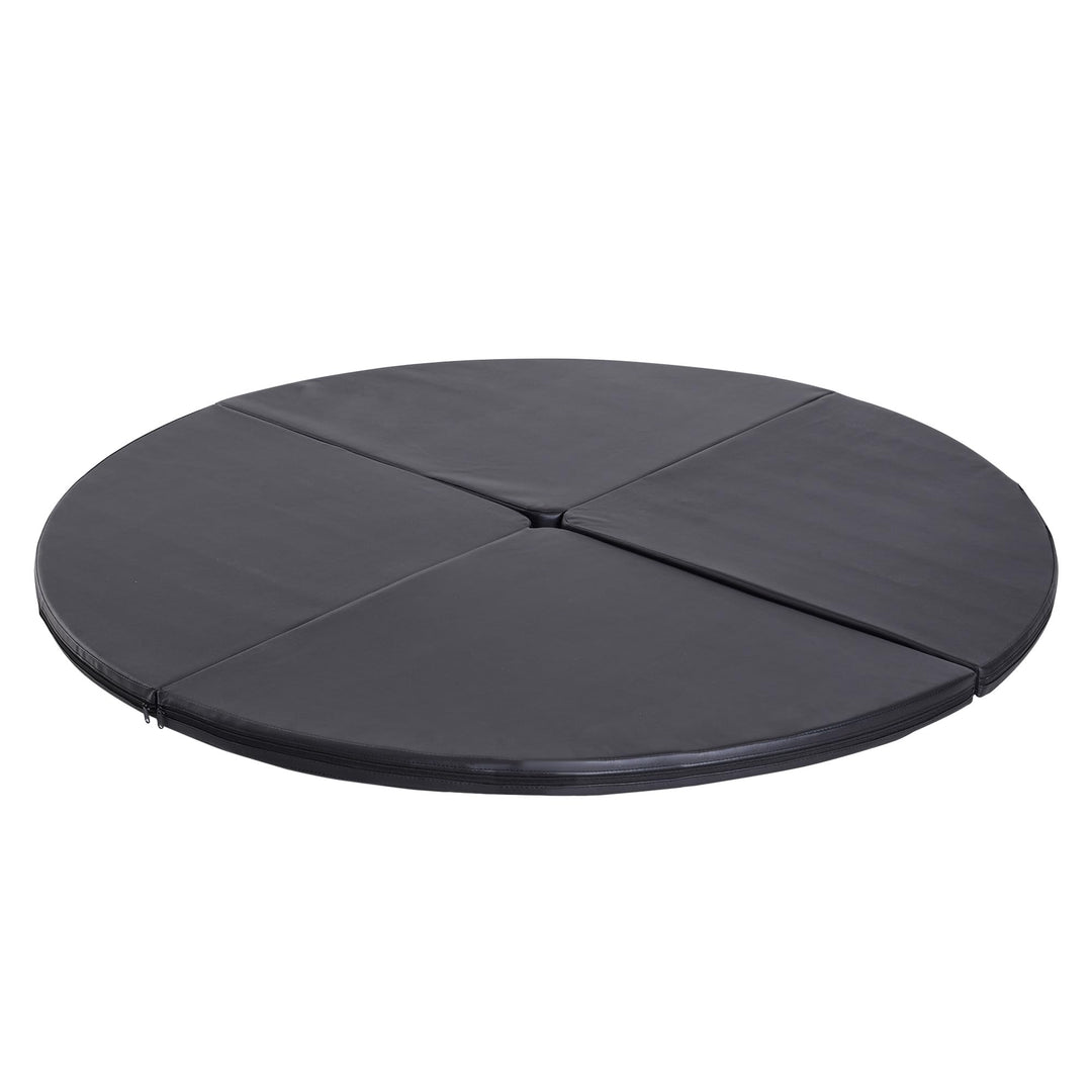 HOMCOM Tanzstangenmatte, Ø 150cm Stangentanz Schutzmatte, 5 cm dick Pole Dance Matte, faltbare Siche