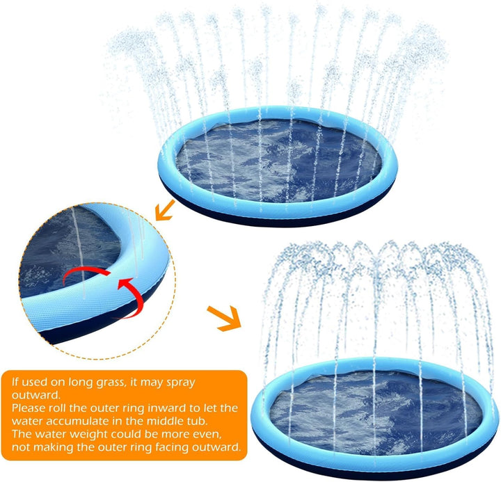 Tosekry Kinder Sprinkler mit Antirutschfunktion, 200CM Wasserspielzeug Hund Pool, Wasserspielzeug Ki