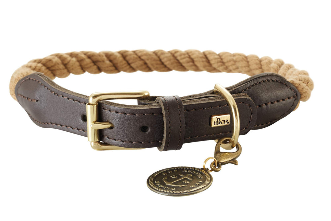 HUNTER LIST Hundehalsband, Tau, Leder, maritim, strapazierfähig, wetterfest, geschmeidig, 50 (S-M),