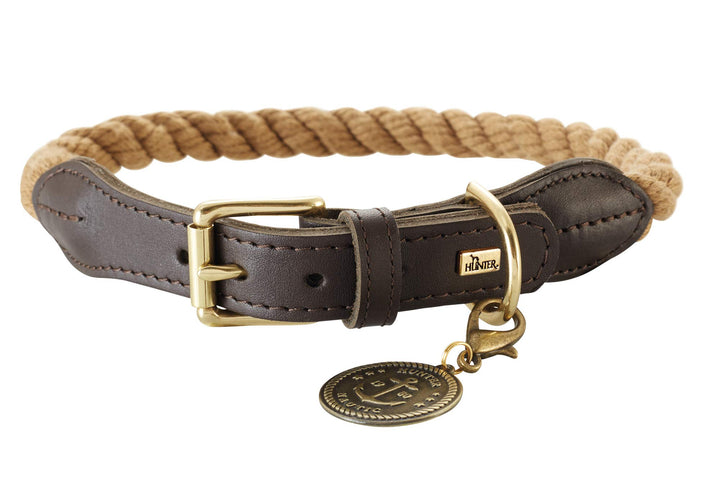 HUNTER LIST Hundehalsband, Tau, Leder, maritim, strapazierfähig, wetterfest, geschmeidig, 50 (S-M),