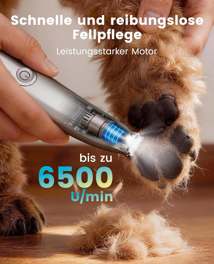 oneisall Pfotentrimmer für Hunde Extra Leise mit LED-Licht, Schermaschine Katze Hundepfoten Trimmer