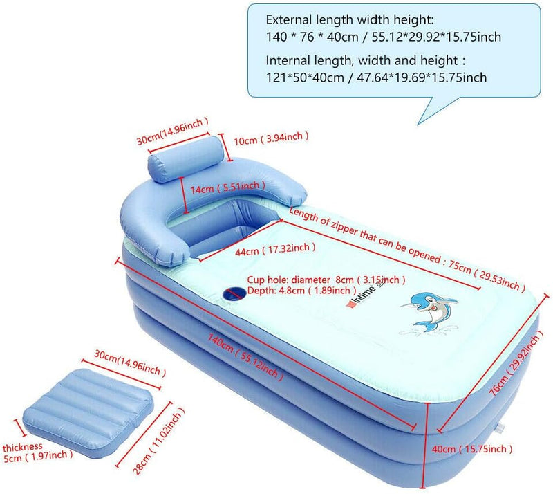 Aufblasbare Badewanne Tragbare Badewanne verdickte Inflatable PVC Faltbad SPA Warm Shower Badewanne