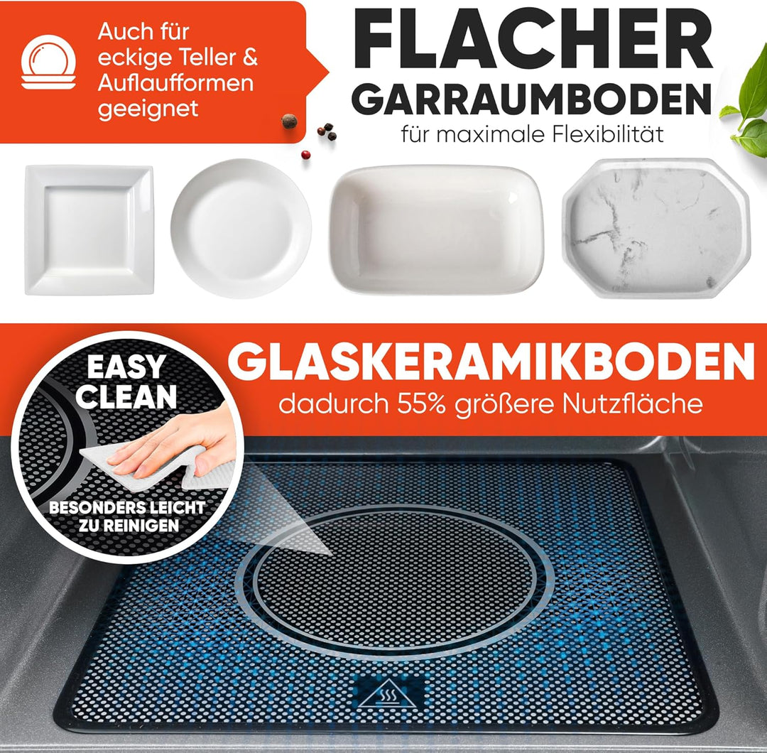 ProfiCook® Mikrowelle mit Grill | 23L | ohne Drehteller | vertikalöffnende Tür | 1000 Watt Grillleis