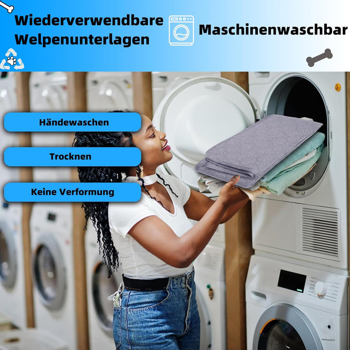 Waschbar Haustier-Urinunterlage, 2 Stück 100*70 cm Wiederverwendbare Welpenunterlagen Matte für Hund