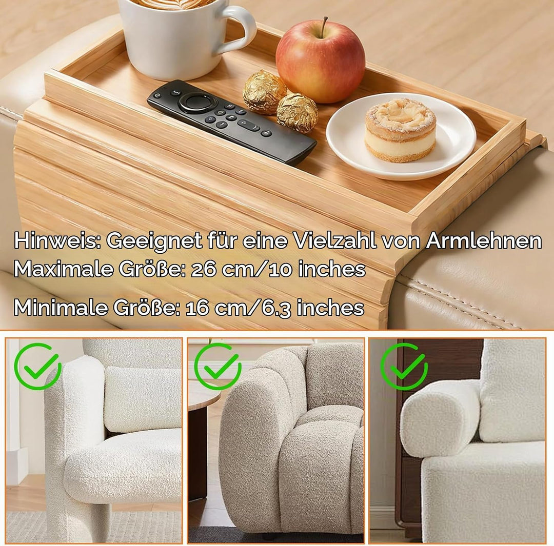 Natural Sofatablett Armlehne, Bambus Sofa Tablett Sofa Ablage, Faltbares Couch Tablett Armlehne, Rut