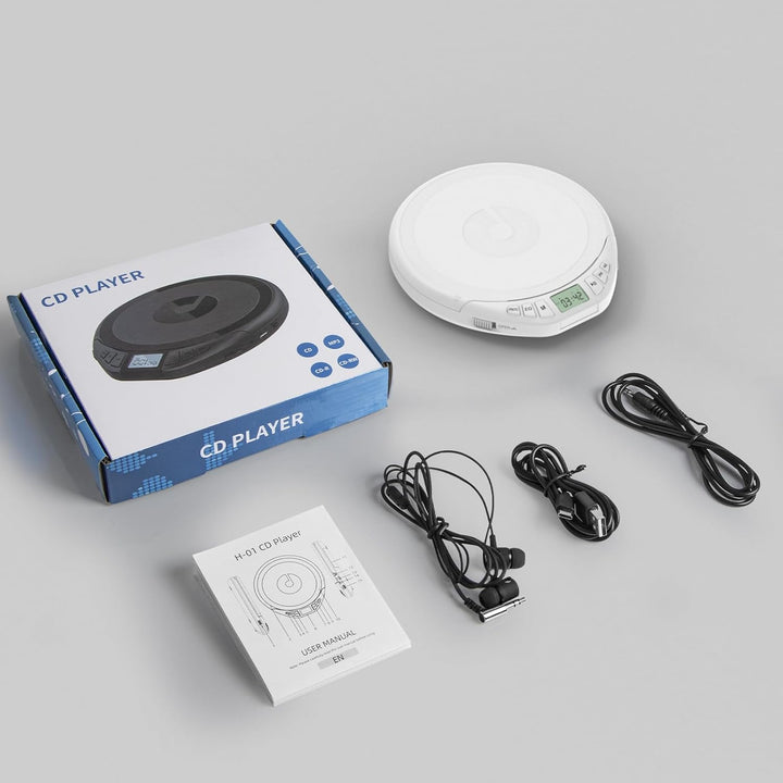 Gueray CD Player Tragbar Kinder Tragbarer CD-Player fürs Auto Discman mit Kopfhörer LCD-Display Unte