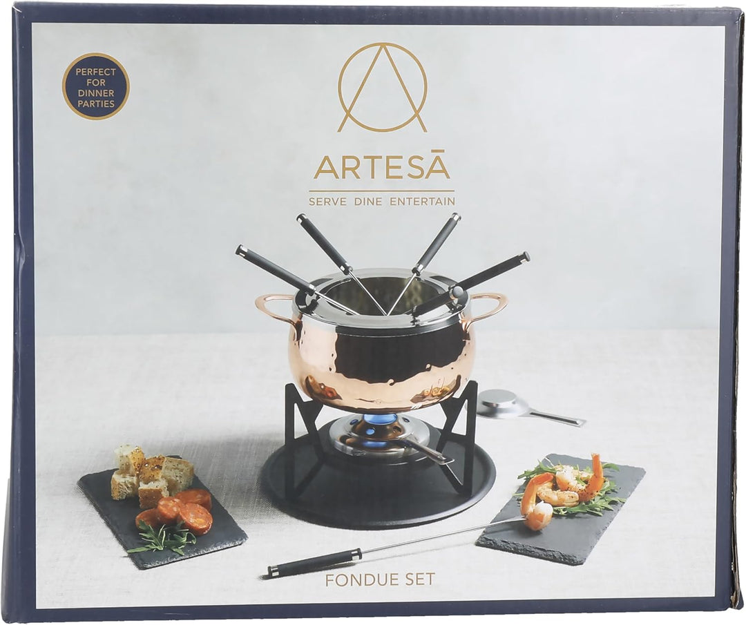 Artesà Fondue-Set, Optik wie Handgehämmertes Kupfer, Edelstahl, für 6