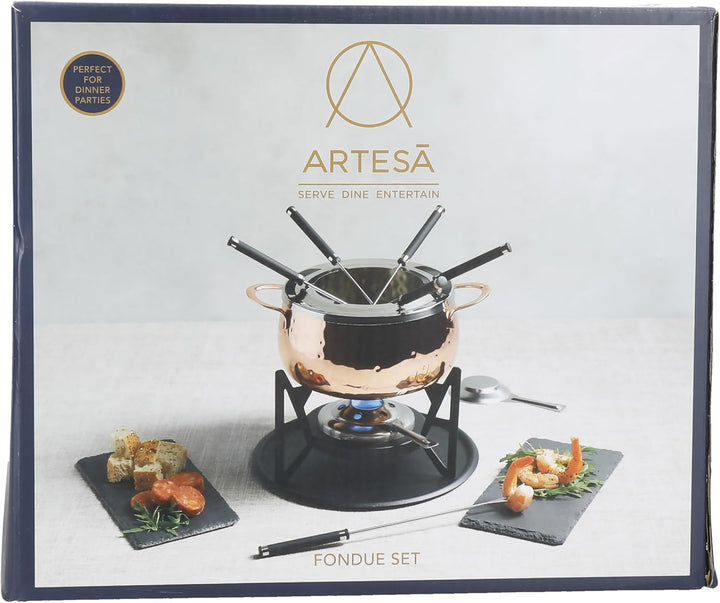 Artesà Fondue-Set, Optik wie Handgehämmertes Kupfer, Edelstahl, für 6