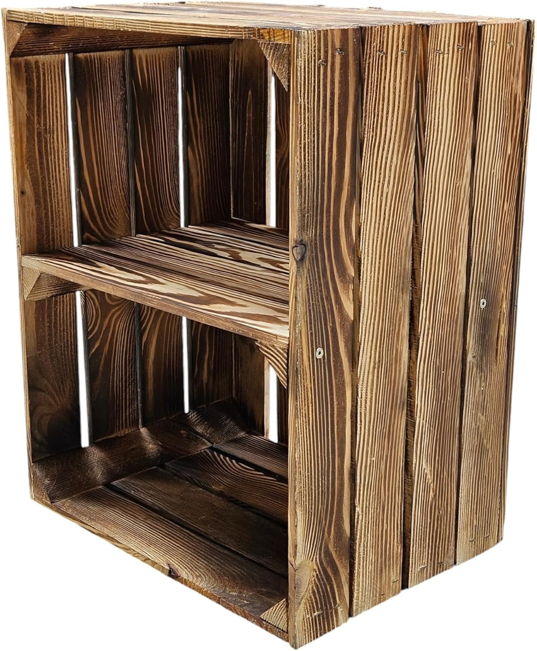 Geflammte Holzkisten Weinkisten Obstkisten mit Mittelbrett/Zwischenbrett Ablage für Aufbwahrung Schu