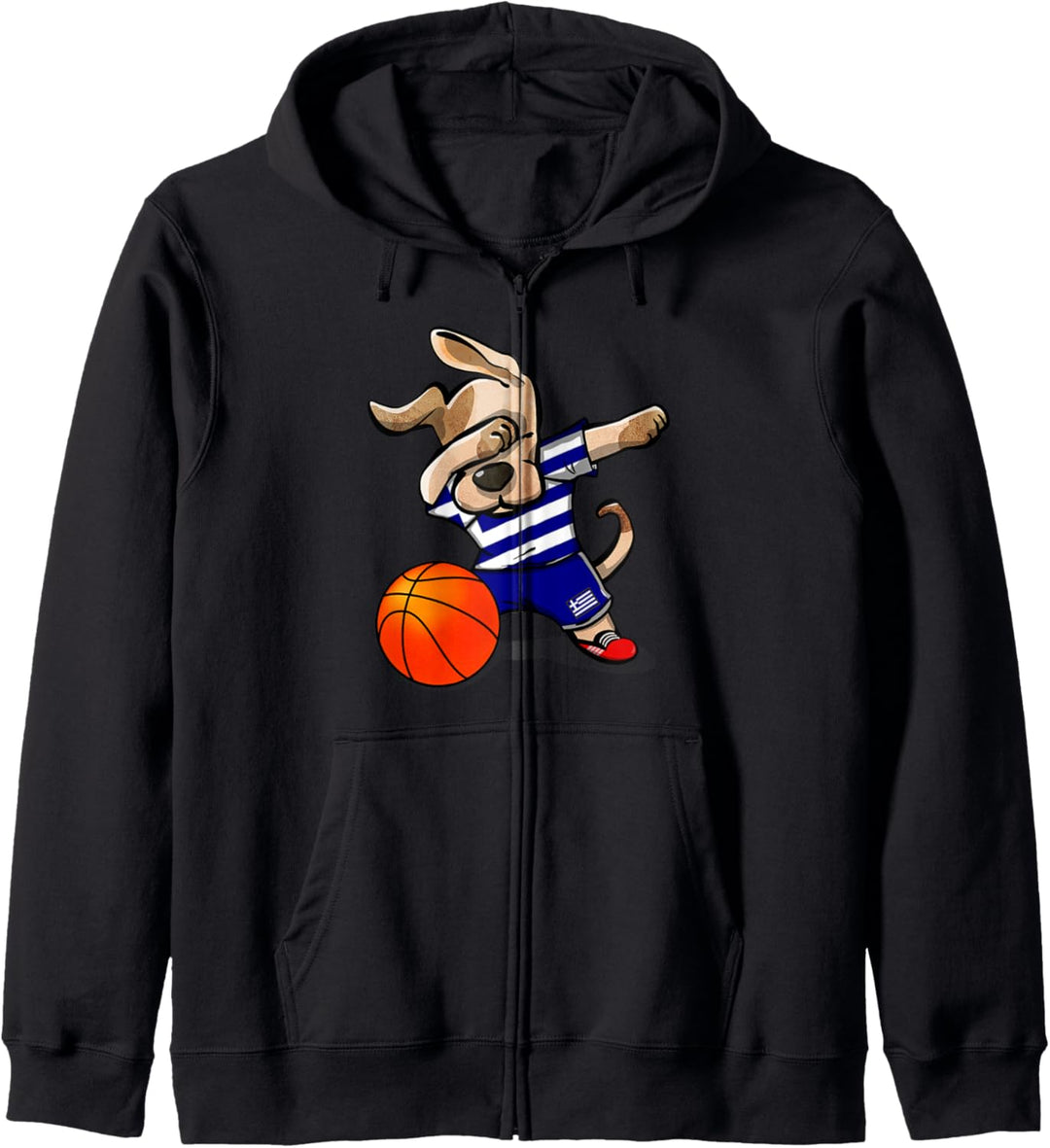Dabbing Dog Hund Griechenland Basketball Griechische Flagge Kapuzenjacke
