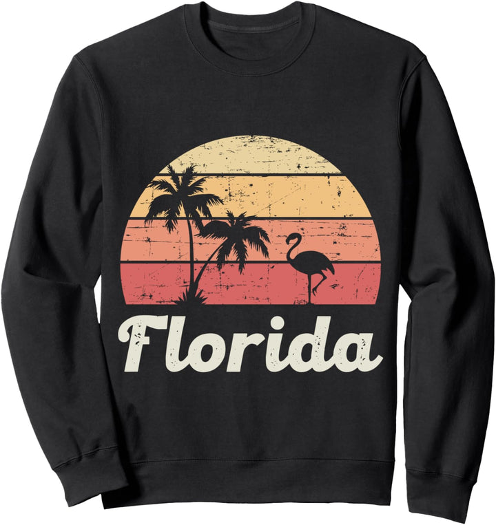 Florida Flamingo Palmen Surfen Sonnenuntergang Strand Sommer Sweatshirt
