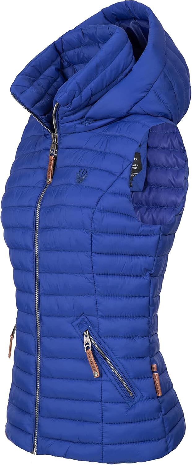 Navahoo Damen Übergangsjacke leichte Steppweste mit Abnehmbarer Kapuze Shadaa XS-3XL XS Blau, XS Bla