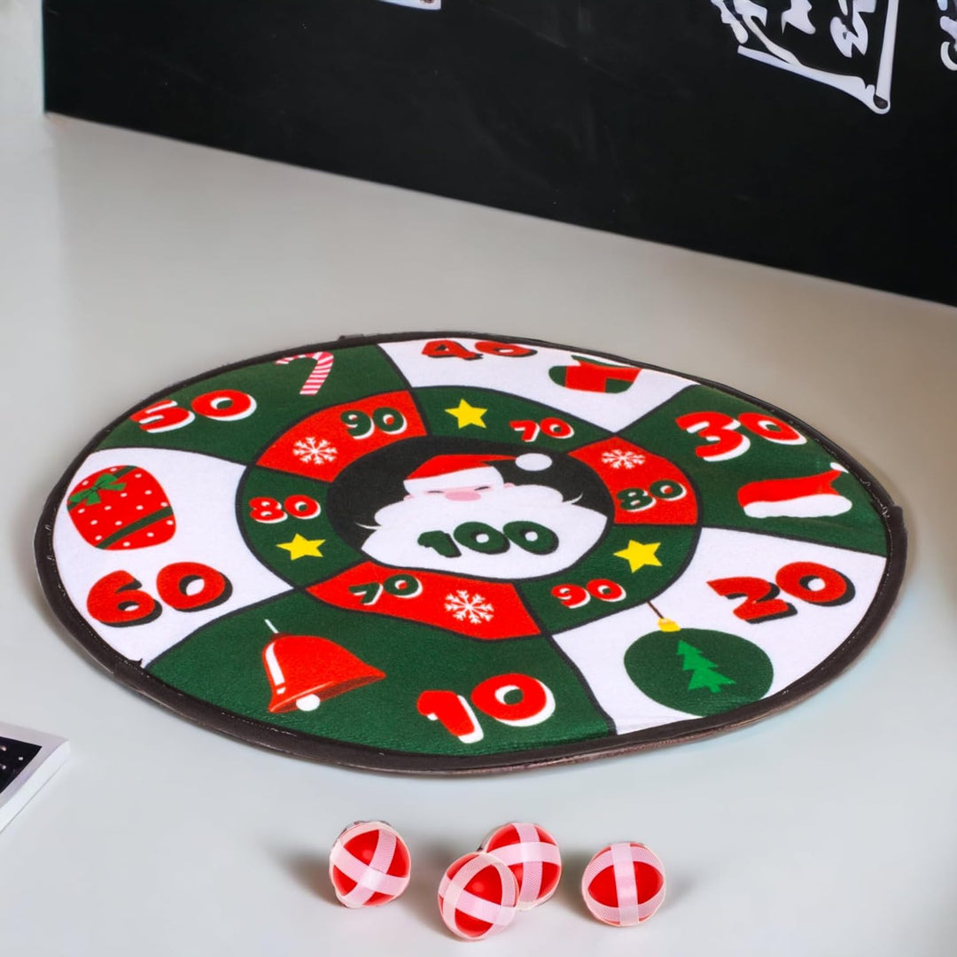 MIJOMA Weihnachts-Filz-Dartscheibe mit 4 Klettband-Bällen, Ø 35 cm - Perfekter Familienzeitvertreib