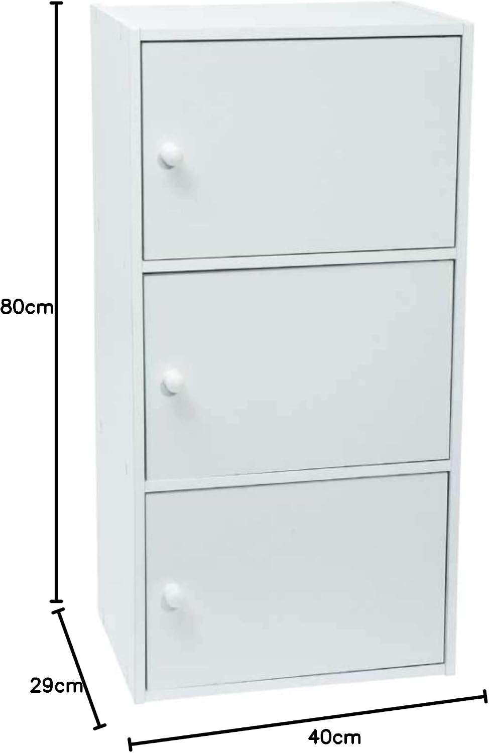 WERKA PRO Weisses Möbel mit Türen 3 Türen (80 x 40 x 29 cm) 3 Türen (80 x 40 x 29 cm) Weiss, 3 Türen