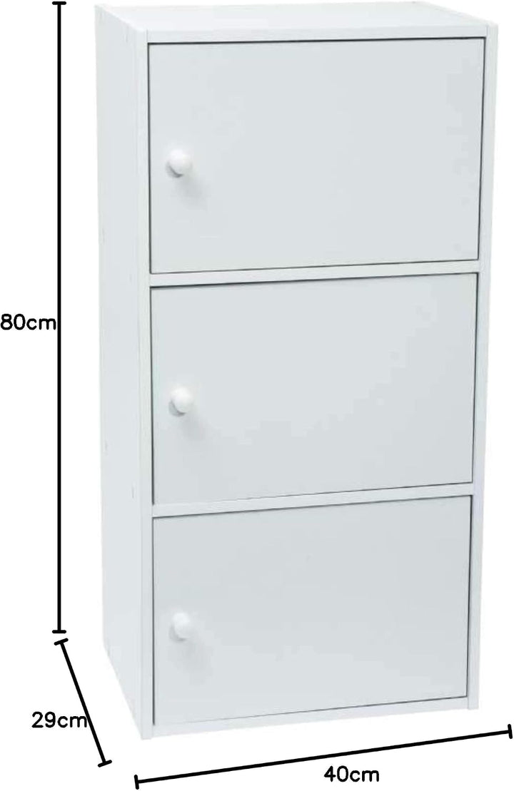 WERKA PRO Weisses Möbel mit Türen 3 Türen (80 x 40 x 29 cm) 3 Türen (80 x 40 x 29 cm) Weiss, 3 Türen