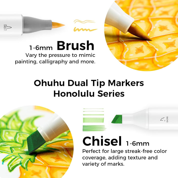 Brush Graffiti Stifte mit 216 Farben von Ohuhu, doppelseitige Farbspitze – grober Marker für Entwürf