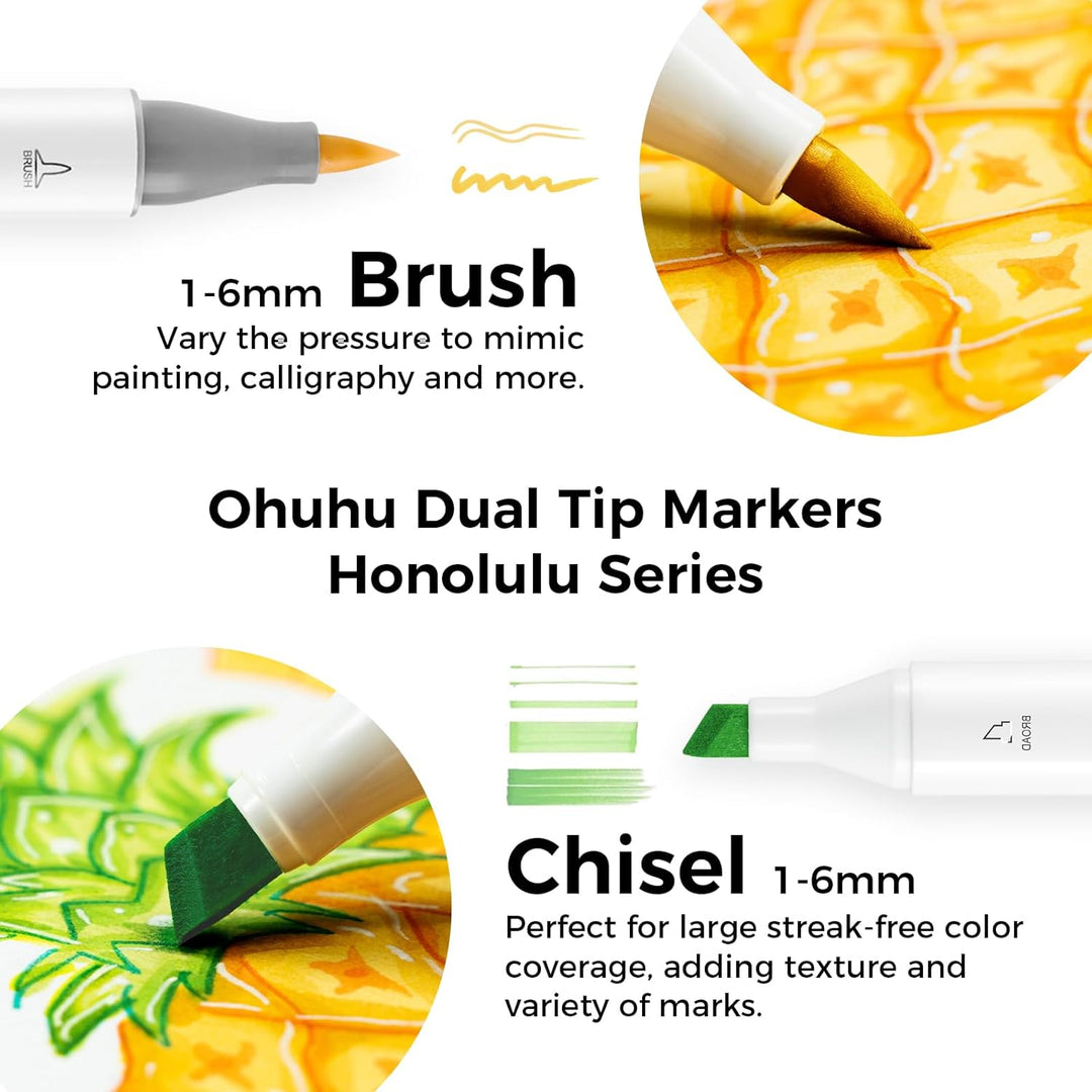 Brush Graffiti Stifte mit 216 Farben von Ohuhu, doppelseitige Farbspitze – grober Marker für Entwürf