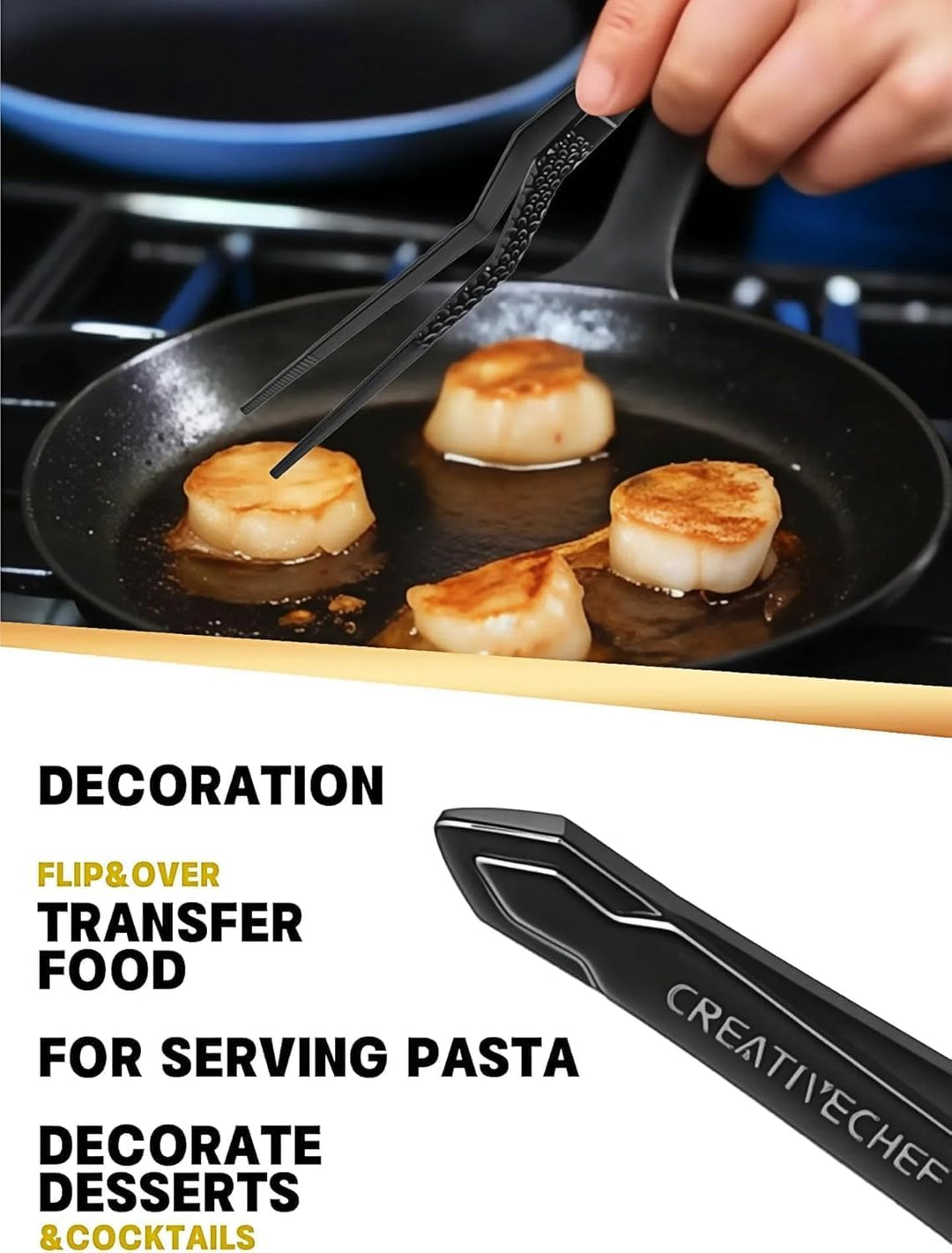 CREATIVECHEF Lebensmittelzange und Offsetzange, Edelstahl, professionelle feine Kochpinzette, Mehrzw