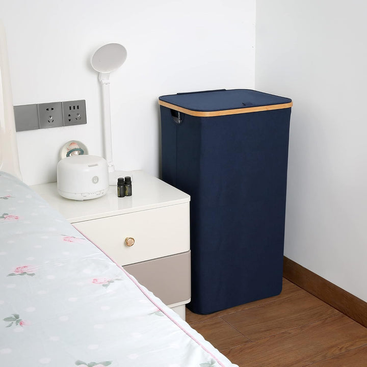 efluky Wäschekörbe mit Deckel, Wäschetonne Laundry Basket 100 Liter Wäschekorb Bambus Wäschebox mit