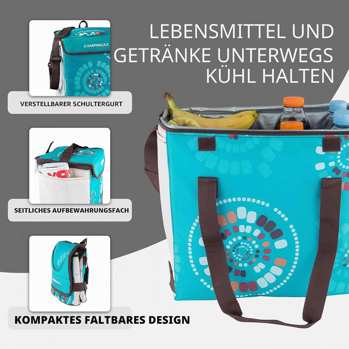 Campingaz Kühltasche Ethnic MiniMaxi 29 l, Blau/Türkis-Grau