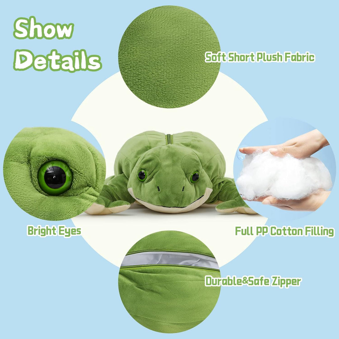 MorisMos 52cm lang Frosch Kuscheltier XXL,Plüschfrosch mit 4 Babys (3 Kaulquappen und 1 klein Frosch