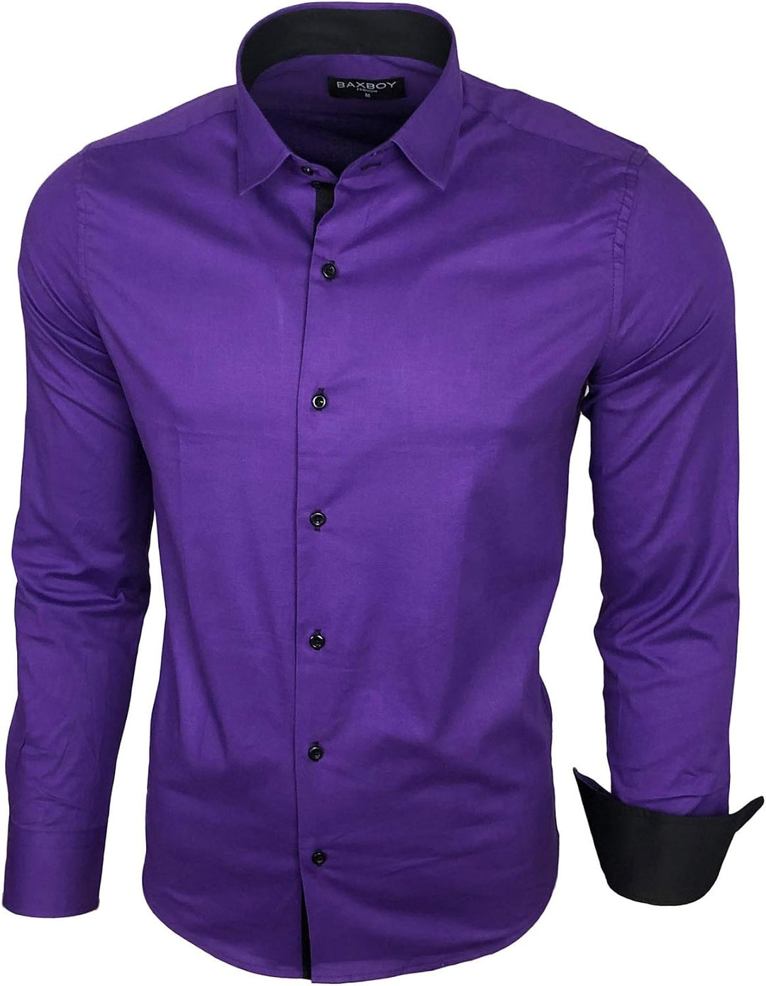 Baxboy Herren-Hemd Langarm/Business Freizeit Hochzeit/Bügelleicht/Slim-Fit/Anzug Kentkragen Hemd B-5