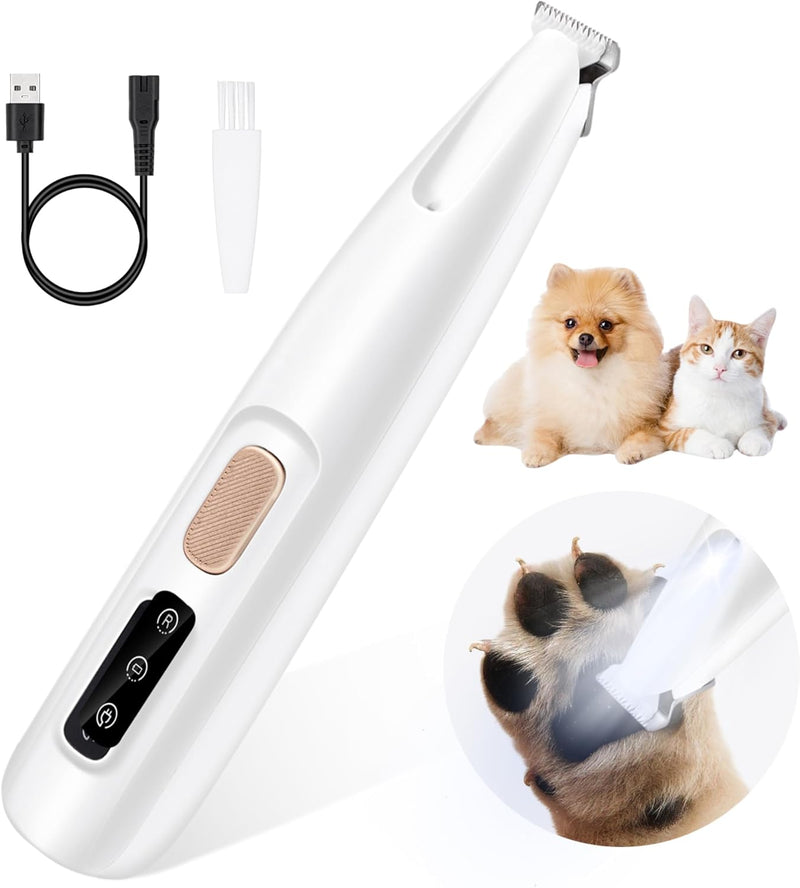 Tolesum Haustierhaarschneider mit LED Licht, USB Wiederaufladbar Pfotentrimmer Für Hunde, Paw Trim P